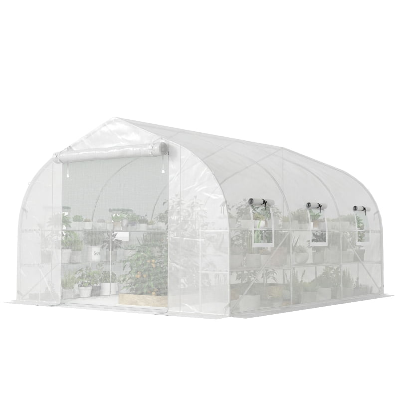 Alvantor White 116.5' L x 135.8' W x 76.8 H Walk-in Tunnel Greenhouse with Shelves