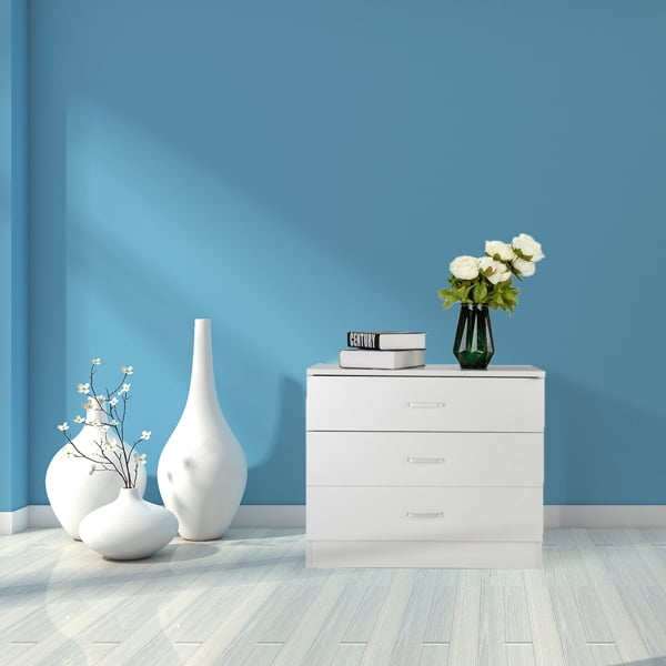 Alvantor White 3-Drawer Dresser with Durable P2-Grade Particle Board, Compact Design 26 x 13 x 22 Inches
