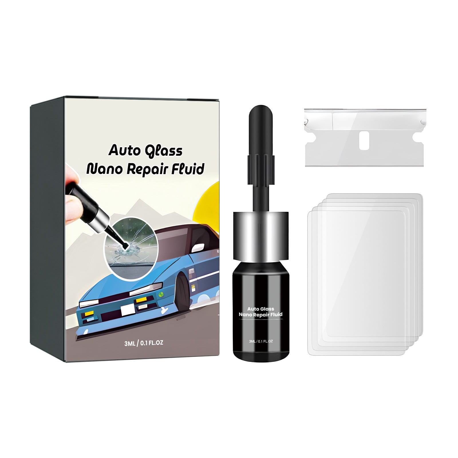 Alvantor Windshield Repair Kit for Chips and Cracks Clear View Crack Repair Liquid, 0.1fl.oz