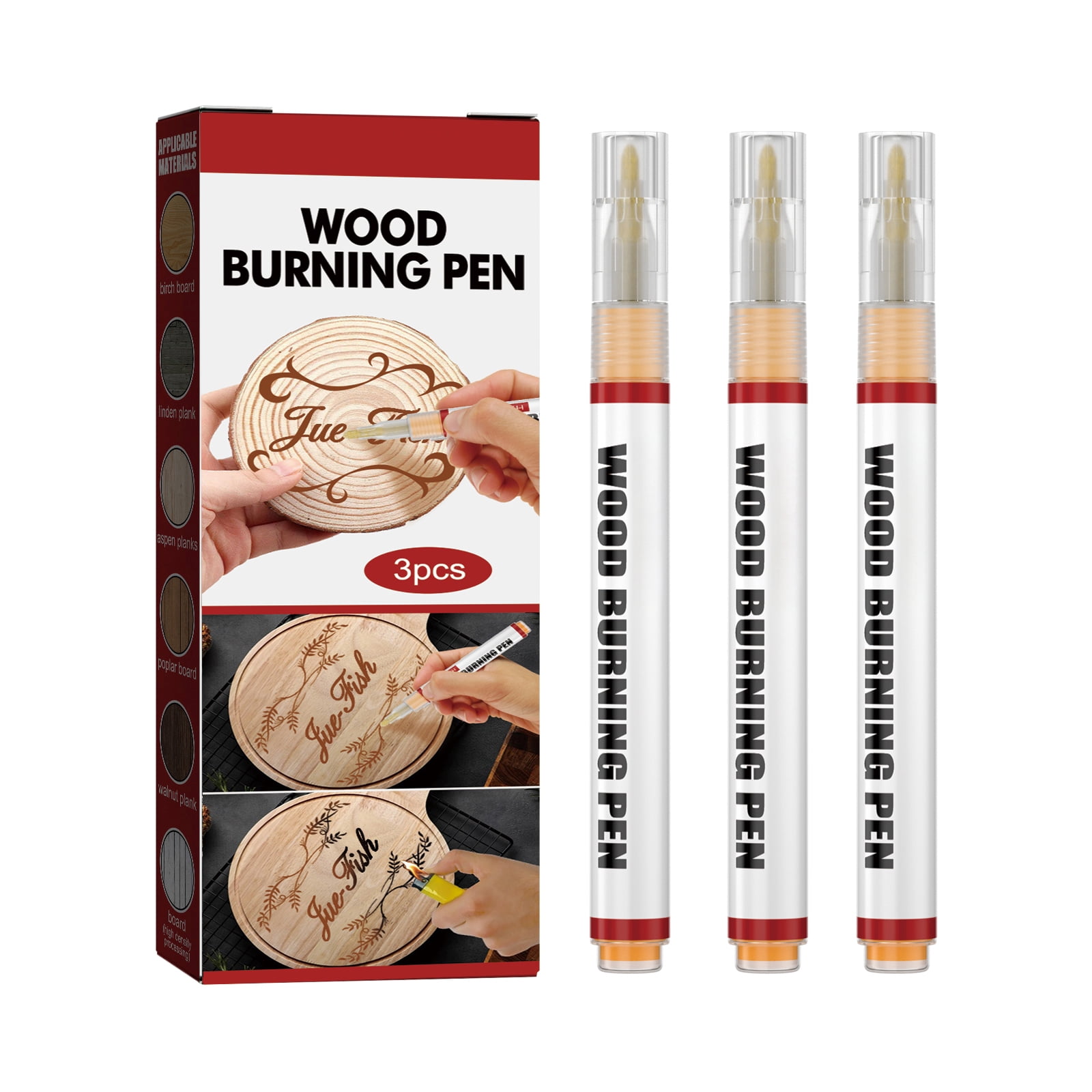 Alvantor Wood Burning Pen Wood Marker for Kids DIY Branding Brush Scorch Pen Kit, 3pcs