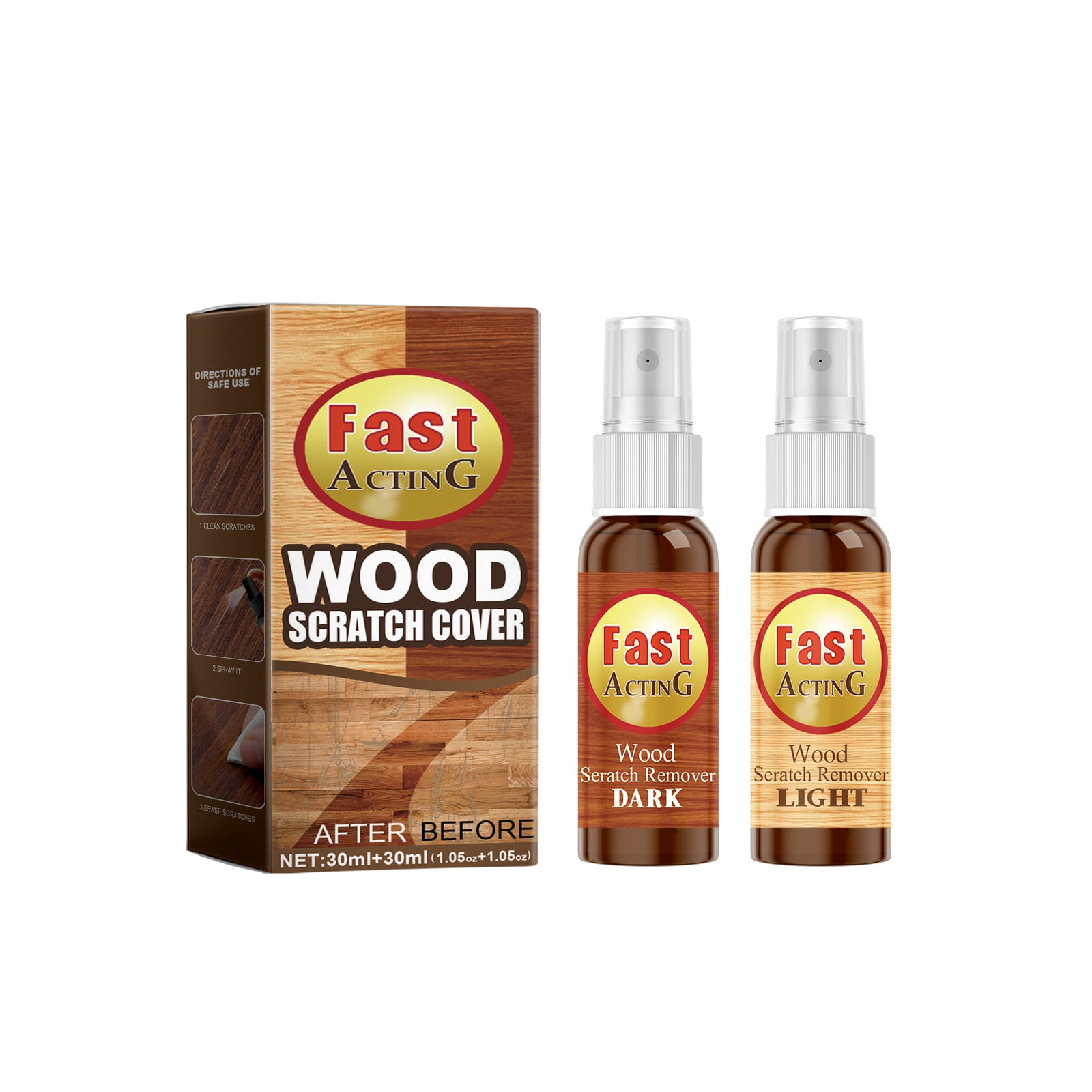 Alvantor Wood Floor Scratch Repair Spray, Furniture Restorer Polish Paint for Hardwood Laminate, 1.05oz+1.05oz