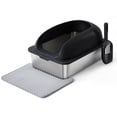 thumbnail image 1 of Alvantor XL Enclosed Stainless Steel Cat Litter Box with Lid and High Sides, Includes Litter Mat & Scoop, 1 of 7