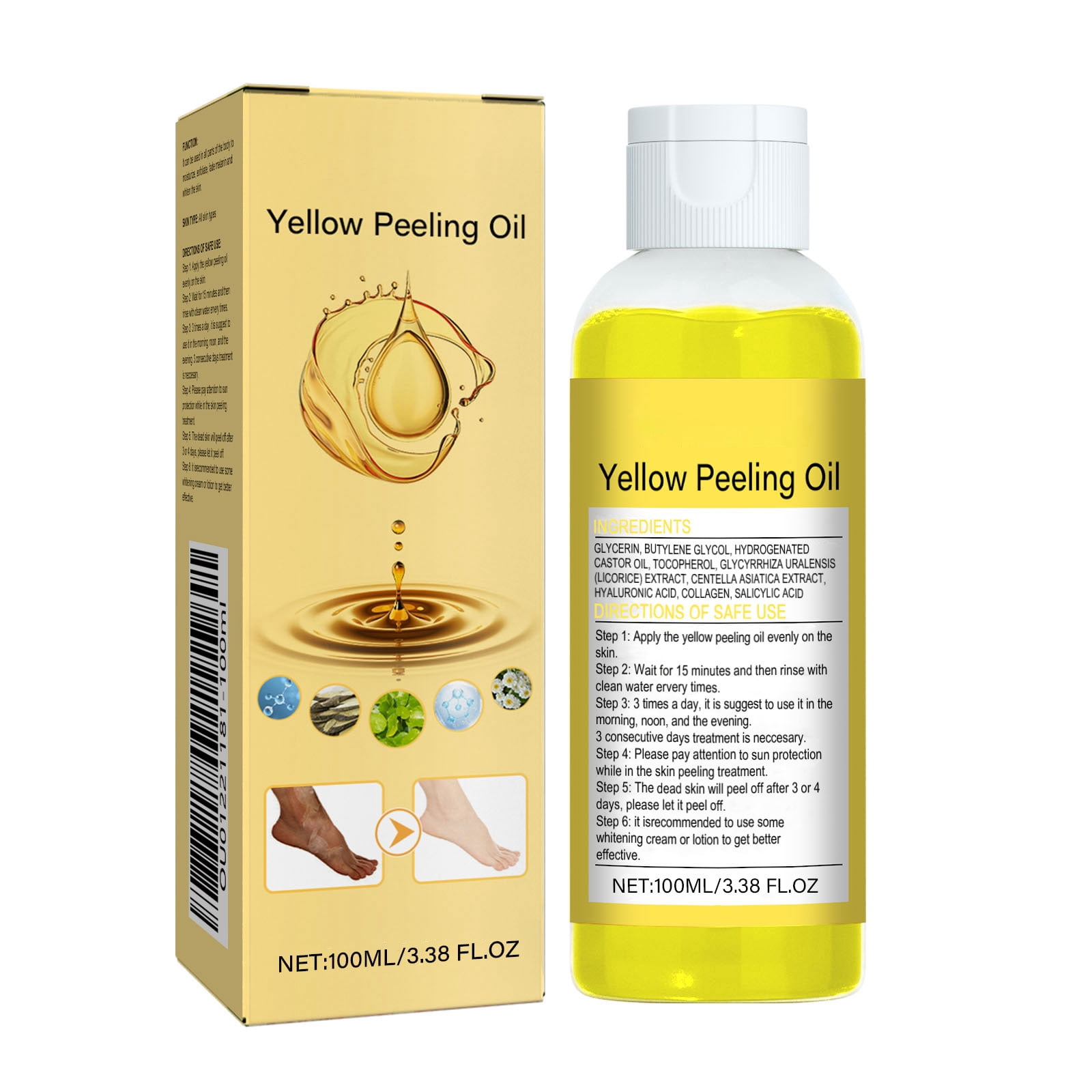 Alvantor Yellow Peeling Oil for Skin Brightening and Moisturizing, 3.38 fl oz