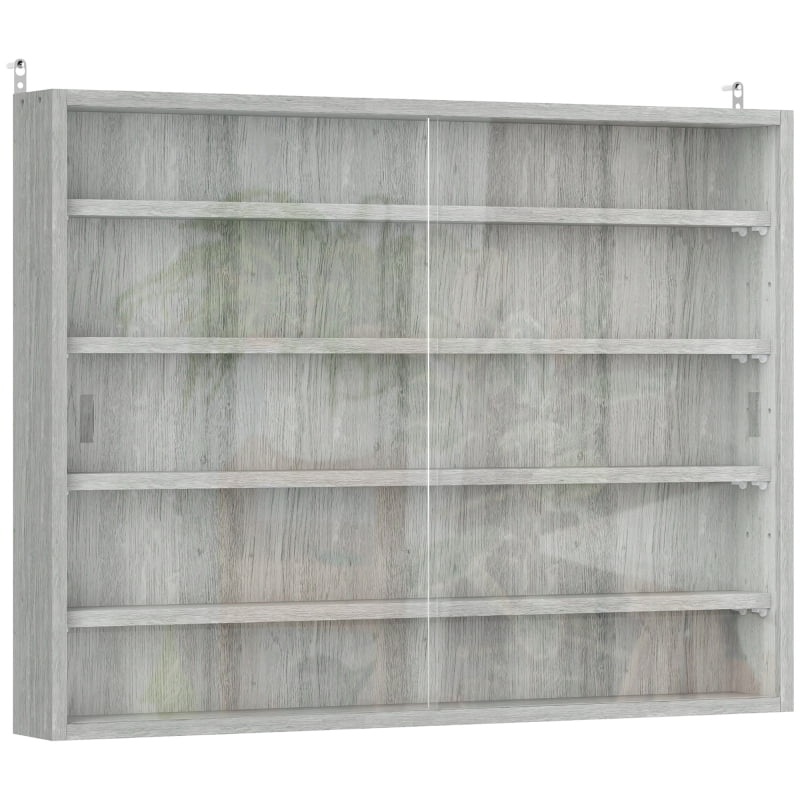 Alvantor in 5-Tier Wall Display Storage Cabinet with Glass Doors & Adjustable Shelves 31.5" x 3.7" x 23.6" White
