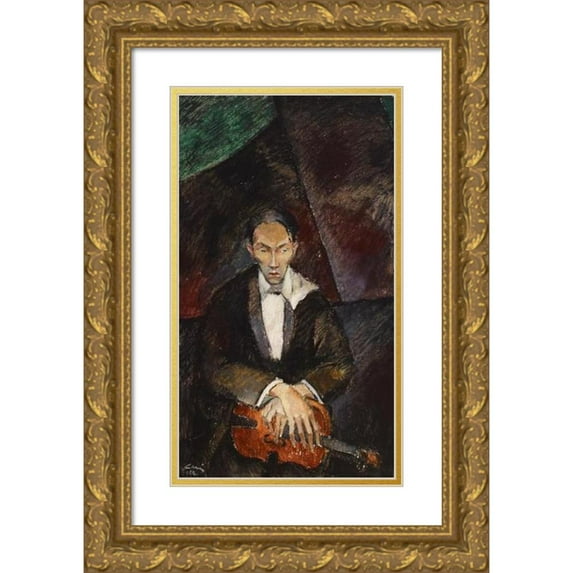 Alvar Cawén 12x18 Gold Ornate Wood Frame and Double Matted Museum Art Print Titled - The Violin Player (1922)