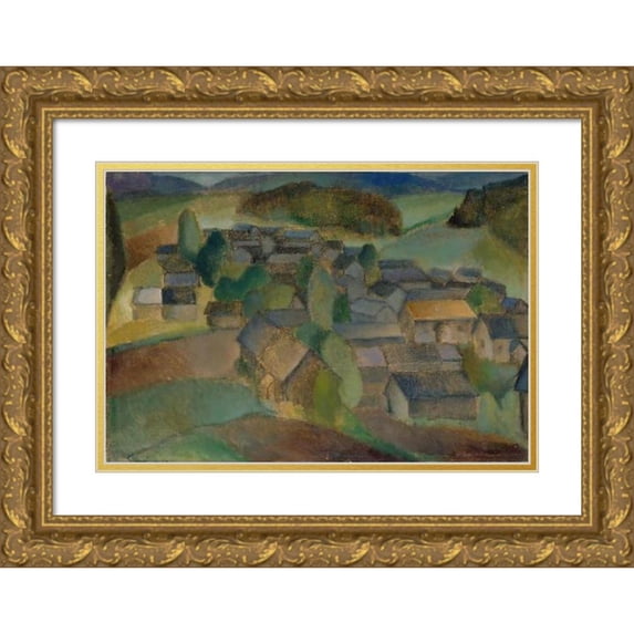 Alvar Cawén 14x11 Gold Ornate Wood Frame and Double Matted Museum Art Print Titled - Landscape from France (1917)