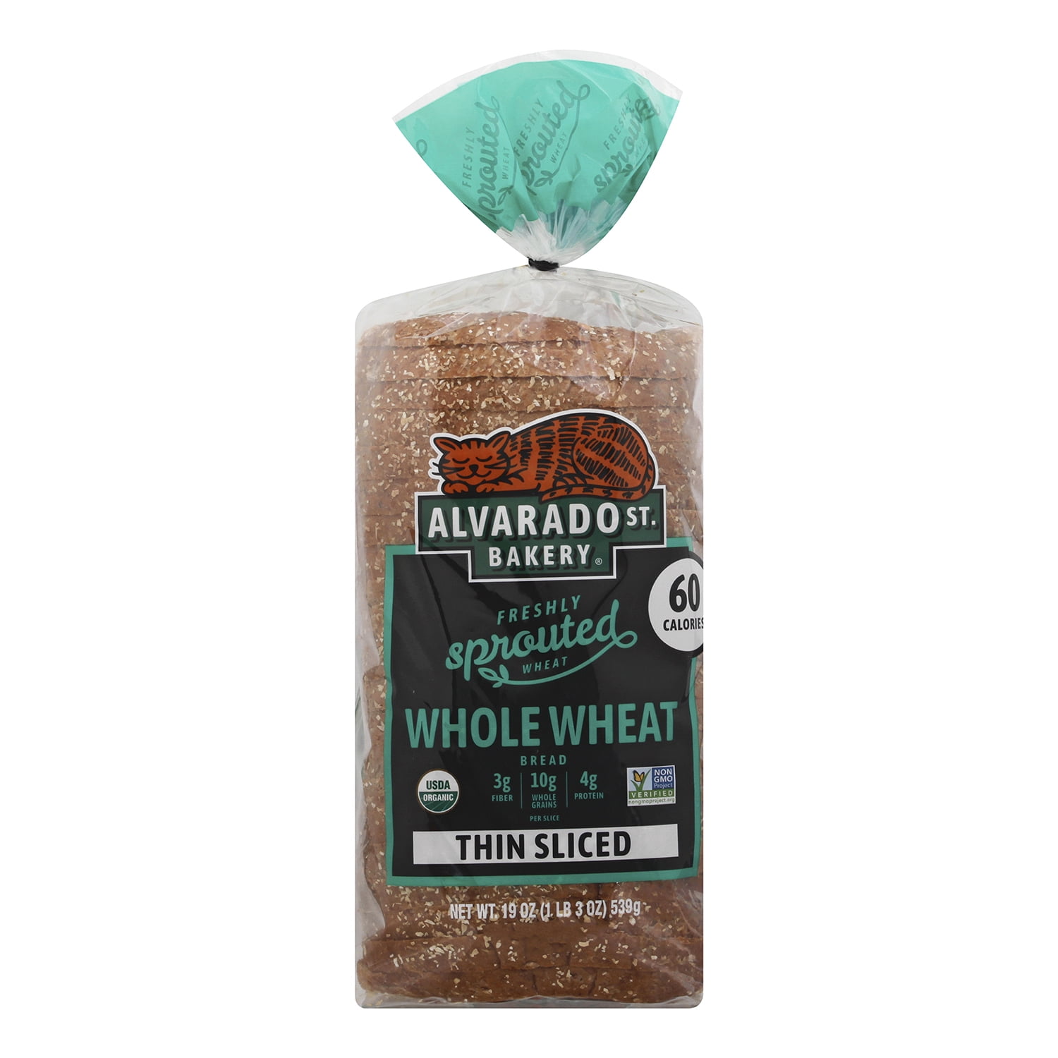 Alvarado St. Bakery Thin Sliced Sprouted Whole Wheat Bread, 19 Ounce -- 6 per case.