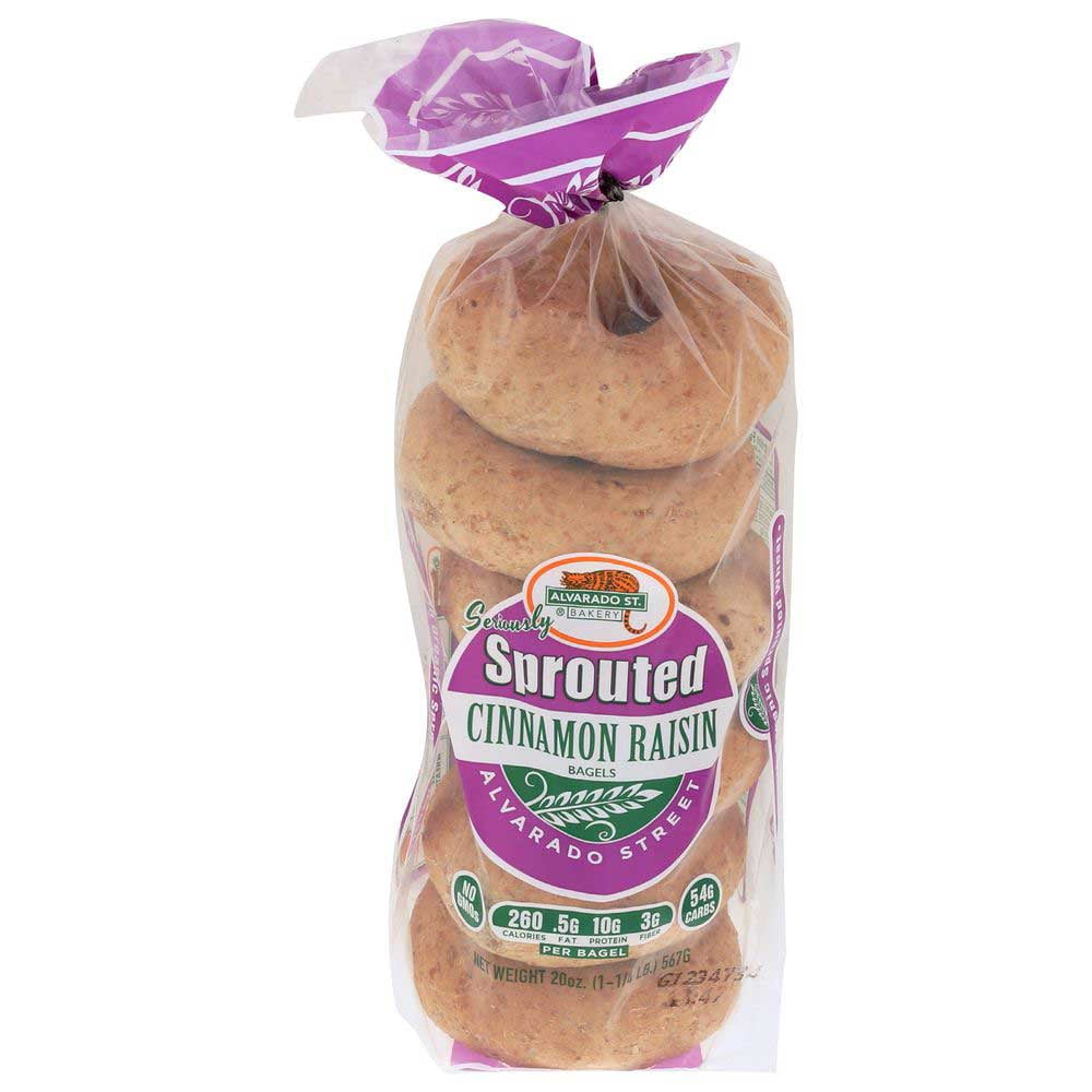 Alvarado Street Bakery Organic Sprouted Wheat Cinnamon Raisin Bagel, 20  Ounce -- 6 per case. - Walmart.com