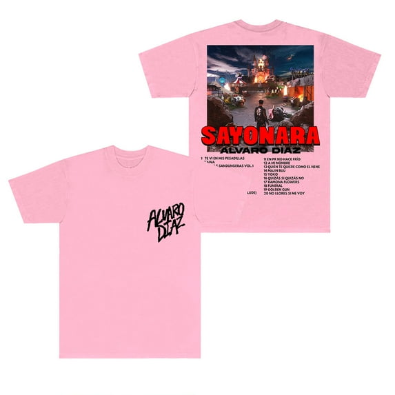 Alvaro Diaz Tracklist T-Shirts 2025 Sayonara Tour Merch Unisex Fashion Crewneck Short Sleeve Tee
