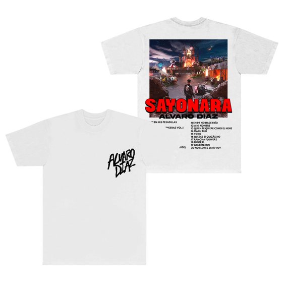Alvaro Diaz Tracklist T-Shirts 2025 Sayonara Tour Merch Unisex Fashion Crewneck Short Sleeve Tee