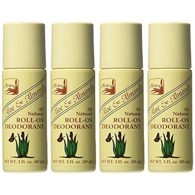 Alvera All Natural RollOn Deodorant Aloe Almonds 3 Fl Oz, 4 pack