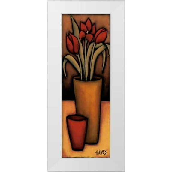 Alves, Helena 9x18 White Modern Wood Framed Museum Art Print Titled - Tulipas Vermelhas