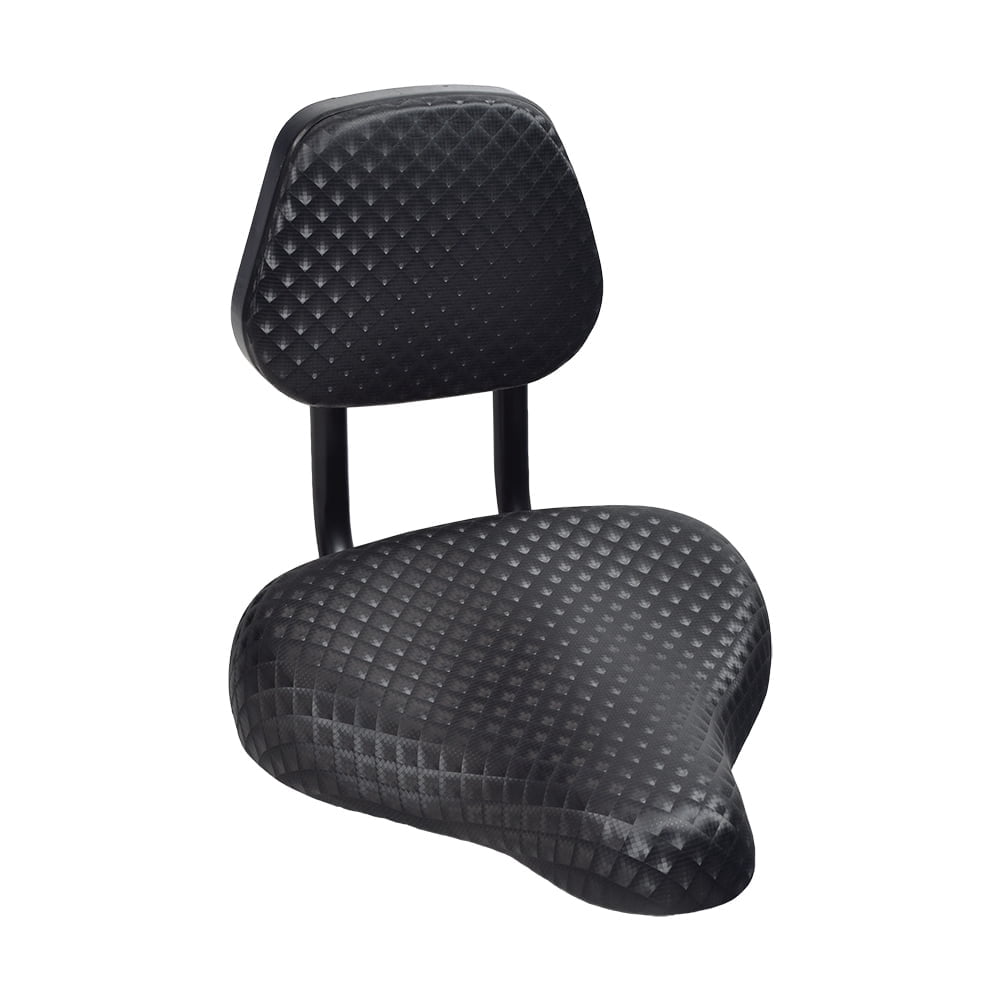 AlveyTech 11" Width Universal Black Vinyl Bike Saddle Seat with Backrest & Cushion for Men & Women