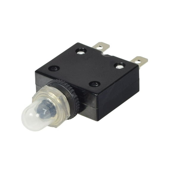 AlveyTech 125/250V AC/32V DC Push-Button Reset Circuit Breaker with 1/4" Quick Tab Terminals (7 Amp)