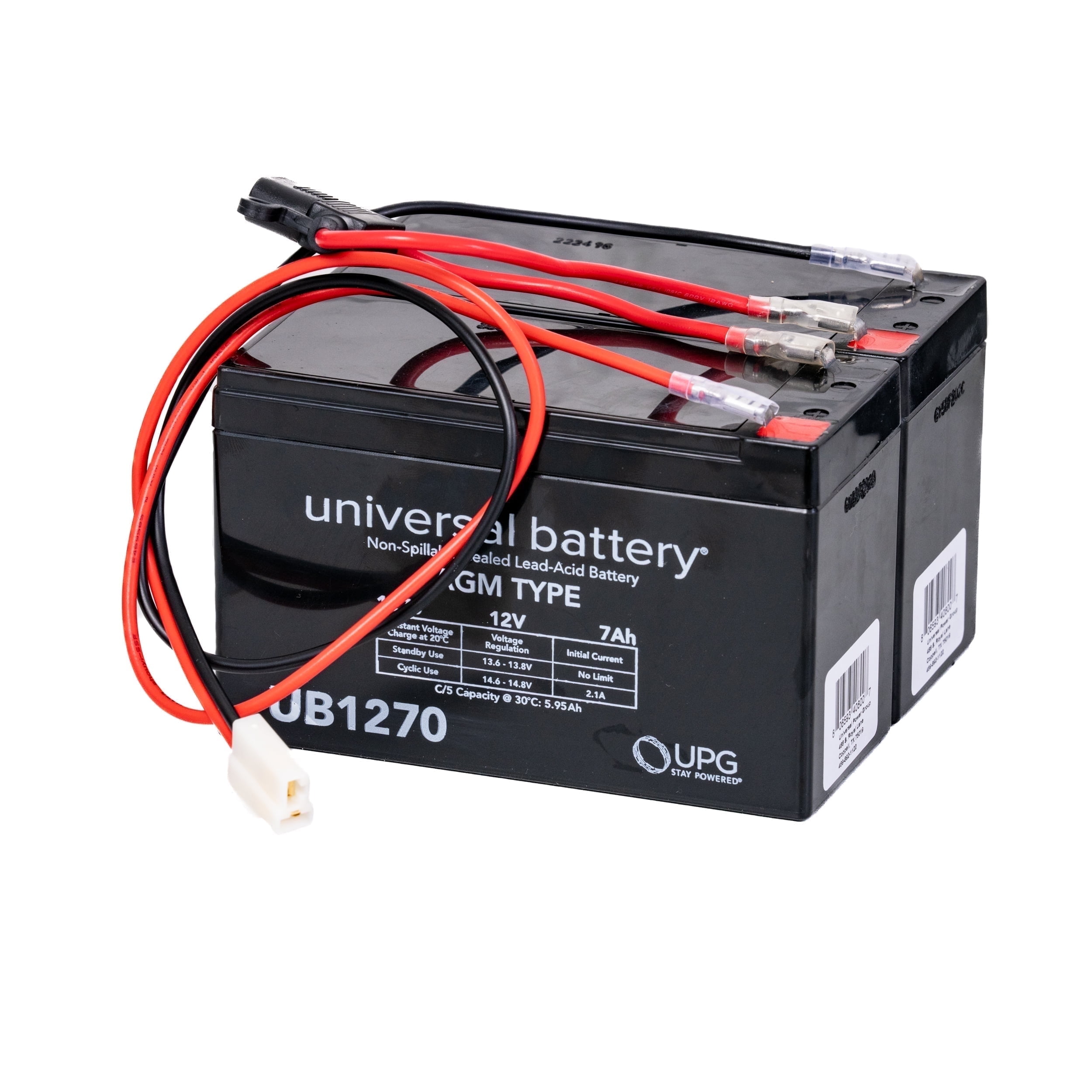 AlveyTech 24 Volt Battery Pack for Pulse ATV Quad Ride-On Model 166101 (Black & Red Version Only) (7 Ah, with Harness) - Replacement Set of 2 Premium Rechargeable AGM Batteries with Wiring Harness