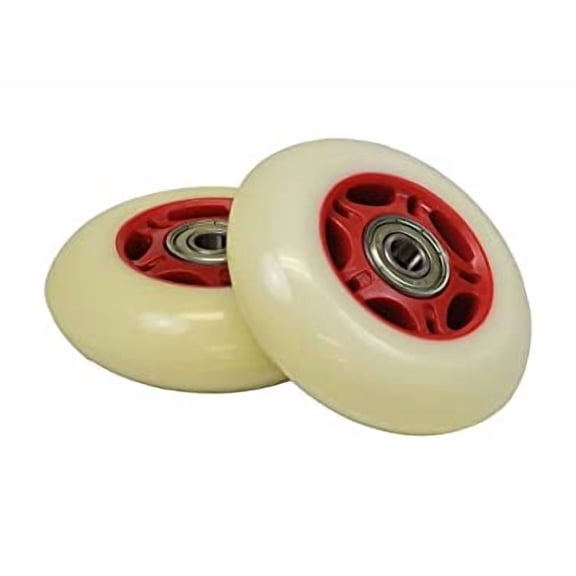 AlveyTech 76 mm Wheels for the Razor FlashRider 360 and RipRider 360 (Set of 2) - Durable White Wheel with Red Hub with ABEC Bearings, Replacement Drift Kart and Scooter Wheel Parts, DIY Install