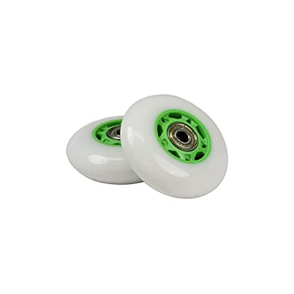 AlveyTech 76 mm Wheels for the Razor FlashRider 360 and RipRider 360 (Set of 2) - Durable White Wheel with Green Hub with ABEC Bearings, Replacement Drift Kart and Scooter Wheel Parts, DIY Install