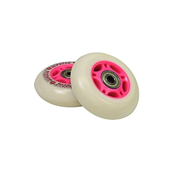 AlveyTech 76 mm Wheels for the Razor FlashRider 360 and RipRider 360 (Set of 2) - Durable White Wheel with Pink Hub with ABEC Bearings, Replacement Drift Kart and Scooter Wheel Parts, DIY Install