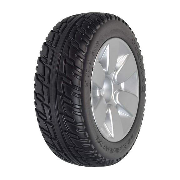 AlveyTech 9"x3" (2.80/2.50-4) Flat-Free Drive Wheel Assembly with Silver Rim & Black Tire for Jazzy Select Elite & Pride TSS 300 - Mobility Power Chair Wheels with Low Profile Tires (WHLASMB2017)