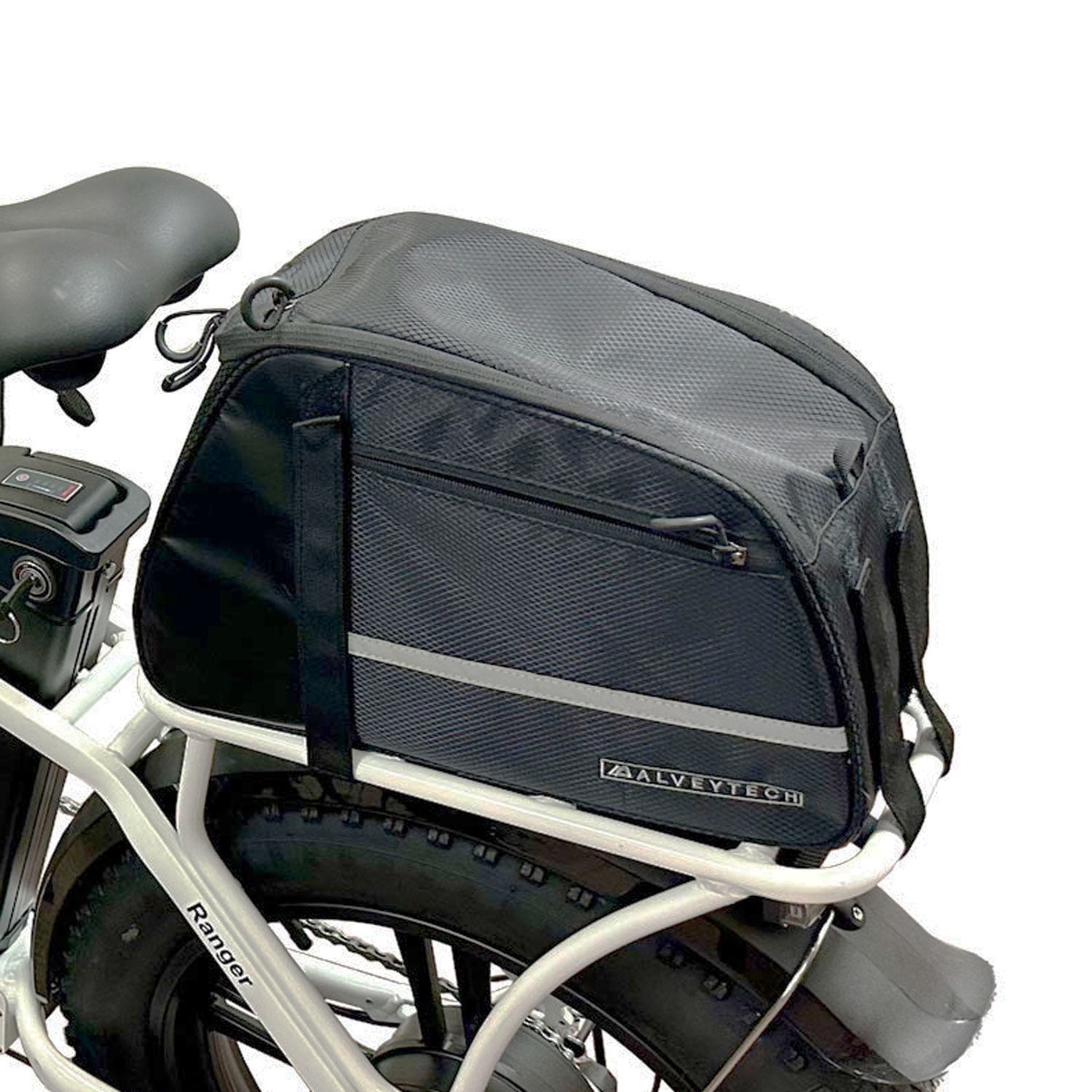 AlveyTech XL Black Water-Resistant Nylon Rear Rack Bag for Bikes