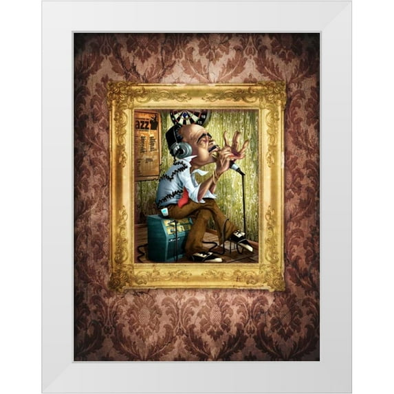 Alvez, A. - Perez, A. 12x14 White Modern Wood Framed Museum Art Print Titled - Bluesman 2A