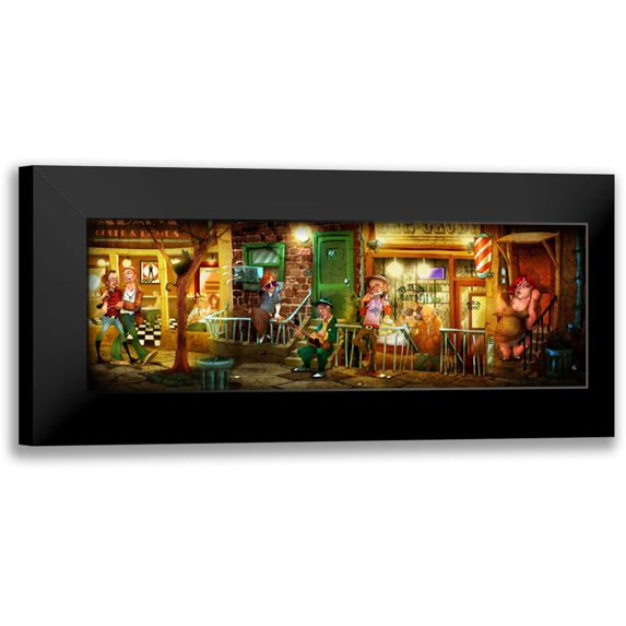 Alvez, A. - Perez, A. 24x11 Black Modern Framed Museum Art Print Titled - BCN Street