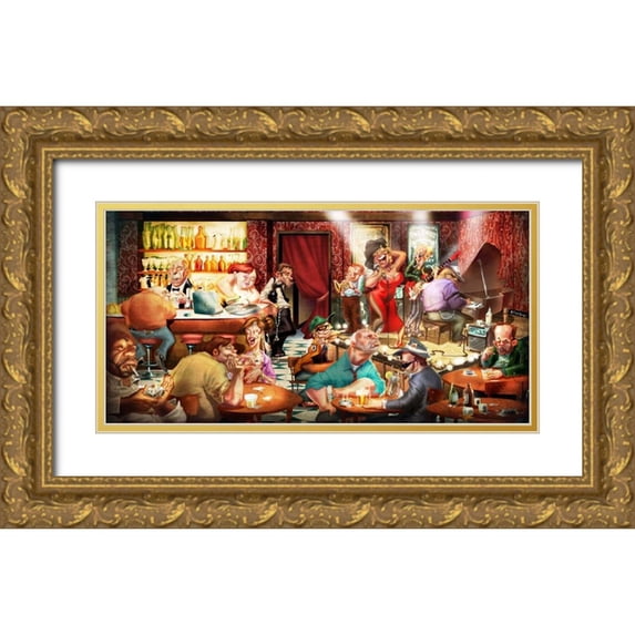 Alvez, A. - Perez, A. 24x14 Gold Ornate Wood Framed with Double Matting Museum Art Print Titled - Soul Club