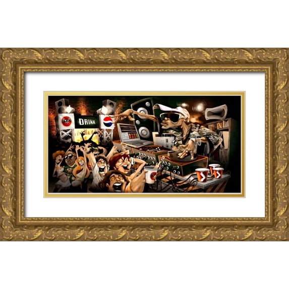 Alvez, A. - Perez, A. 24x14 Gold Ornate Wood Framed with Double Matting Museum Art Print Titled - The Party