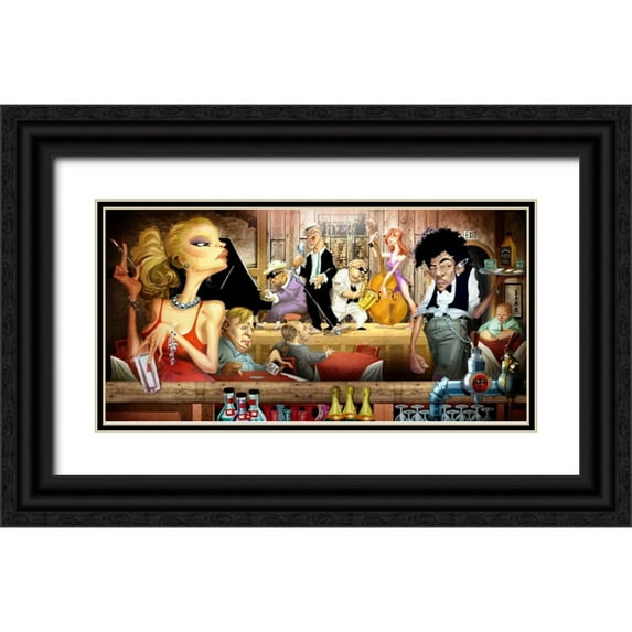 Alvez, A. - Perez, A. 32x18 Black Ornate Wood Framed with Double Matting Museum Art Print Titled - Jam Session