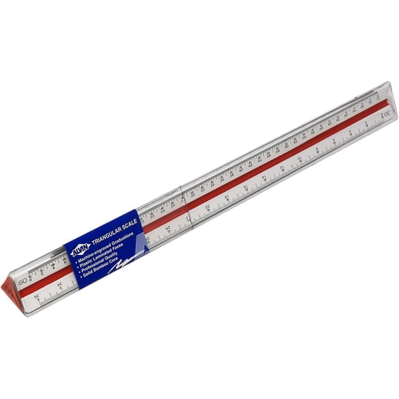 Alvin 241B 12 Inch Bamboo Engineer Triangular Scale Ruler Beige
