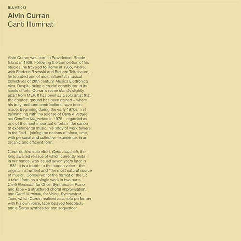 Alvin Curran - Canti Illuminati - Music & Performance - Vinyl
