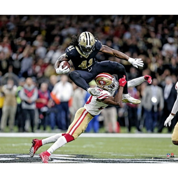 Alvin Kamara New Orleans Saints Unsigned Hurdling Defender Photograph
