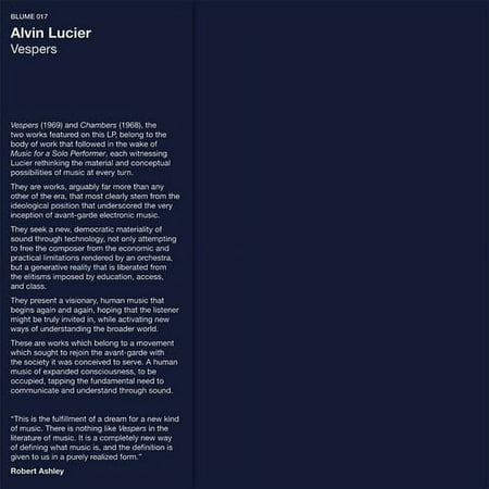 Alvin Lucier - Vespers - Vinyl