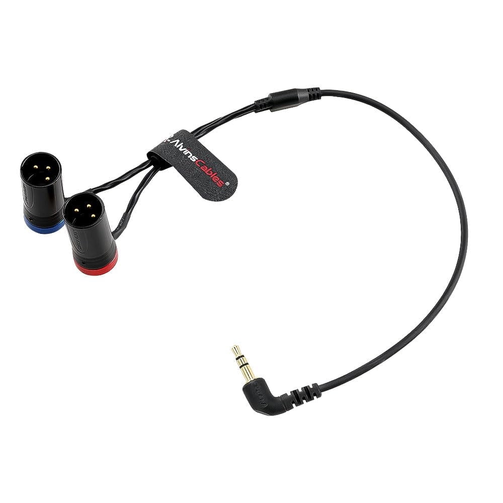 Alvin's Cables 3.5mm TRS to Dual XLR Male Y Splitter Cable, 1/8'' TRS to 2 Low Profile XLR 3 Pin Male Breakout Audio Cable for RØDE Wireless GO II MixPre Recorder unbalanced, 45cm|18inches