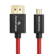Alvins Cables 8K 2.1 Micro HDMI to HDMI Coiled Cable for Atomos Ninja V, 8K@60Hz 4K@60Hz High-Speed HDMI Cable for Sony A7RIII A7II A7M3, for Canon R5 M6, for FUJIFILM X-T4 X-T3, Braided Red