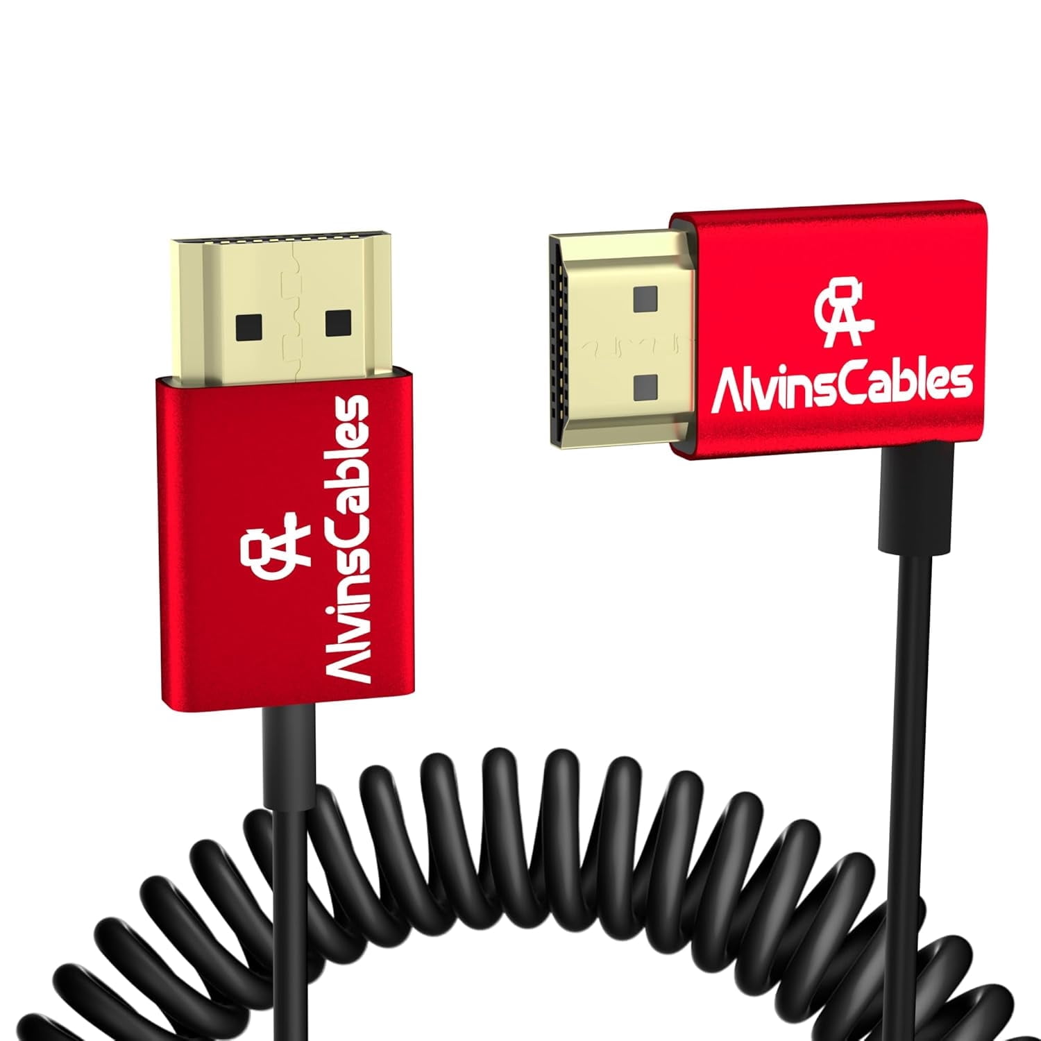 Alvin's Cables 8K HDMI Cable 2.1 48Gbps High Speed Φ2.4mm Ultra-Thin HDMI 8K@60Hz 4K@120Hz for Sony A7 A9, for BMPCC, for Canon C70, for Atomos Ninja, for SmallHD, Straight to Left Angle Coiled