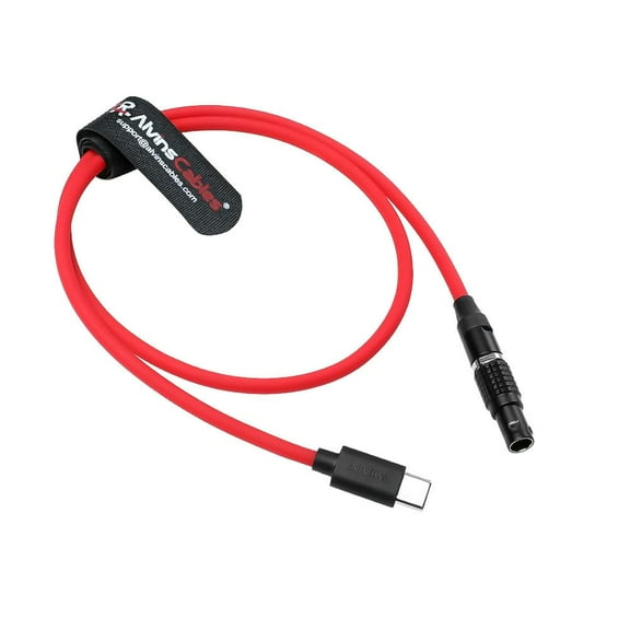Alvin's Cables Braided USB-C Type-C to 2 Pin 12V Fast Charging Power Cable for Tilta for Teradek for SmallHD for Z-CAM for Blackmagic Pyxis 60cm|24inches, Red
