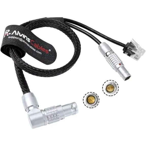 Alvin's Cables Control Cable for ARRI ETH 10 Pin Rotatable Right Angle to RJ45 and 2 Pin Male 24V Power Cable for ARRI Alexa Mini LF| LF| Mini| SXT| 35 Camera, Teradek COLR