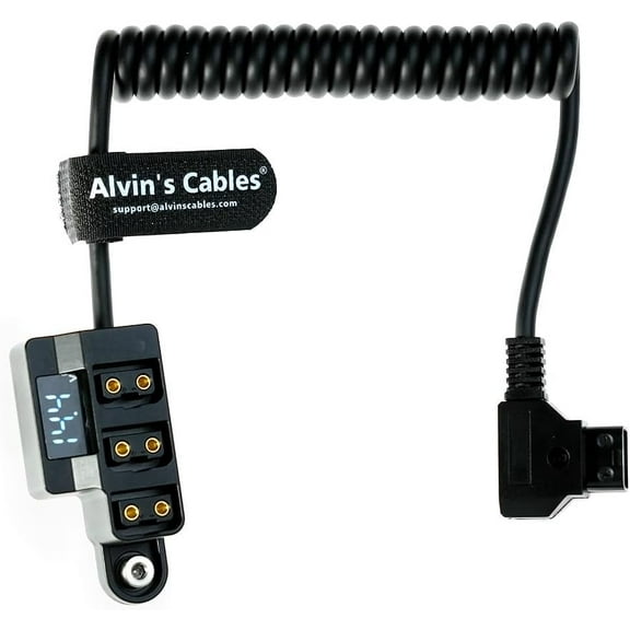 Alvin’s Cables D-tap Splitter 1 to 3 Port P-tap Adapter Coiled Cable for SmallRig for IDX V-Mount Gold Mount Battery with Battery Level Display, Reverse Polarity, Over-Current, Overheat Protection