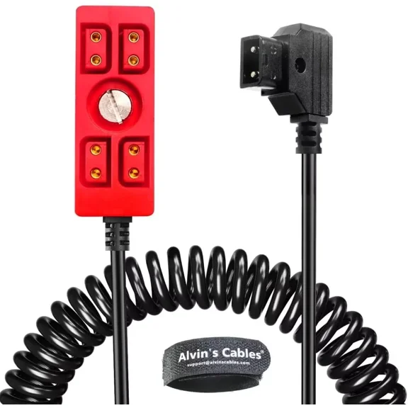 Alvin's Cables Dtap Splitter Cable Dtap Male to 4 Port D Tap Female Splitter Hub Power Cable for ARRI RED Teradek SmallHD SmallRig V-Mount|Gold-Mount Battery, 40cm/15.7in Red