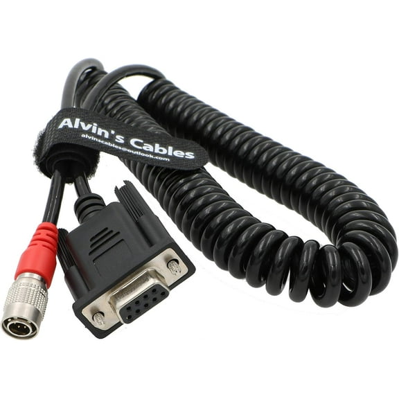 Alvin's Cables Hirose 6 Pin Male to DB9 Total Station to Data Collector Coiled Cable for Nikon Surveying TDS Carlson Spectra