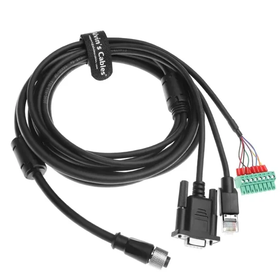 Alvin's Cables M12 A-Code 17 Pin Power Data Ethernet Cable for Hikrobot ID2000 ID3000 Barcode Readers, SC2000 SC3000 Vision Sensors, M12 17 Pin Female to RJ45 DB9 Interface Integrated Cable 3.3ft/1m