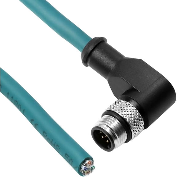Alvin's Cables M12 A-Code 8 Pin Male Right Angle to Open End Power I/O Cable Cat6a High-Flex Shielded for Cognex Keyence Basler Industrial Automation Fieldbus Module 32.8ft/10M