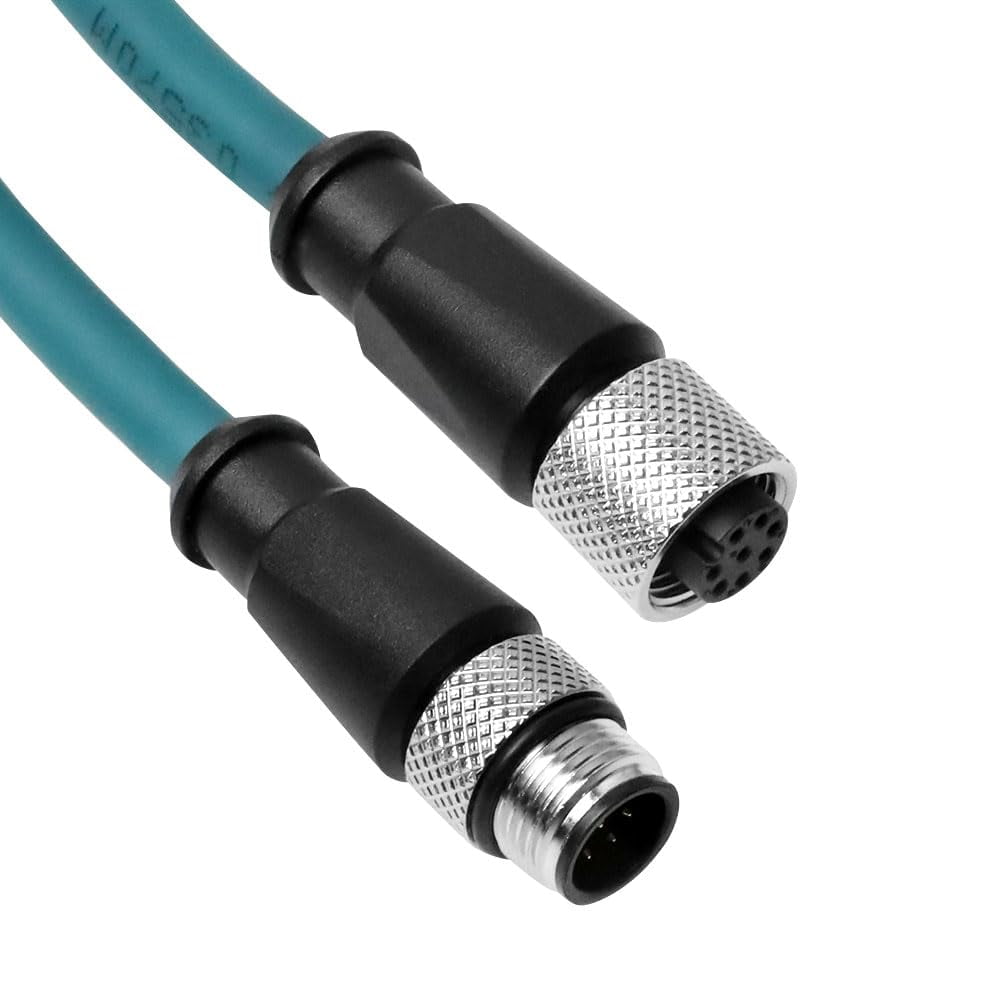 Alvin's Cables M12 A-Code 8 Pin Male to 8 Pin Female Cat6a High-Flex Shielded Sensor Actuator Cable for Cognex Industrial Camera 6.56ft
