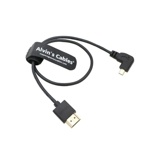 Alvin's Cables Micro HDMI to HDMI Cable 8K60P High-Speed 2.1 for Sony a7 IV FX30 ZV-E10, for Canon R5C R5 R6, for Atomos Shinobi Ninja V, 45cm/17.7in, Right Angle Micro HDMI