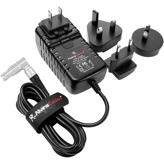 Alvins Cables RED DSMC3 Rotatable 6 Pin Female AC Power Supply Adapter 12V 3A Universal Plug Charger for RED DSMC2 DSMC3 Komodo-X V-Raptor Camera, for DJI Ronin 4D, with UK EU AU US Plugs 2m/6.6ft
