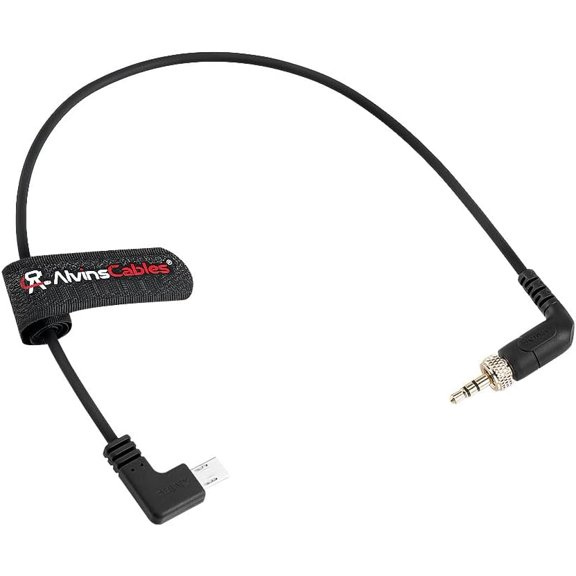 Alvin's Cables Tentacle Timecode Cable for Sony FX3| FX30| A7S3| A1 Camera, Locking 3.5mm TRS to Micro USB Cable for Deity TC-1, Tentacle Track-E Sync-E Timecode Generator 35cm| 13.8in