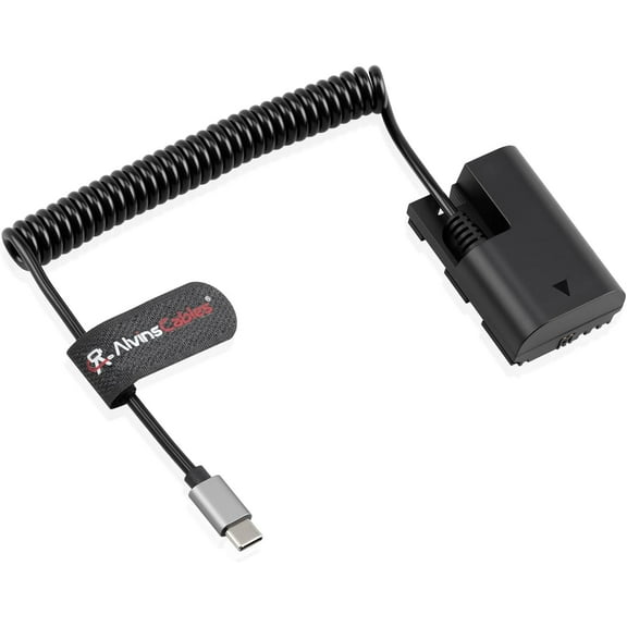 Alvins Cables USB-C Type-c to LP-E6P Dummy Battery Power Coiled Cable for Canon EOS R5/ R6 Mark ll/ R6/ R7/ R Camera