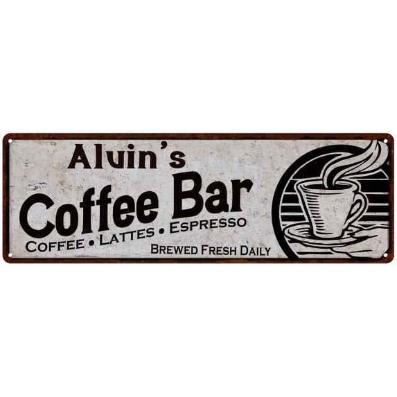 Alvin's Coffee Bar Sign Kitchen Decor 6x18 106180007374