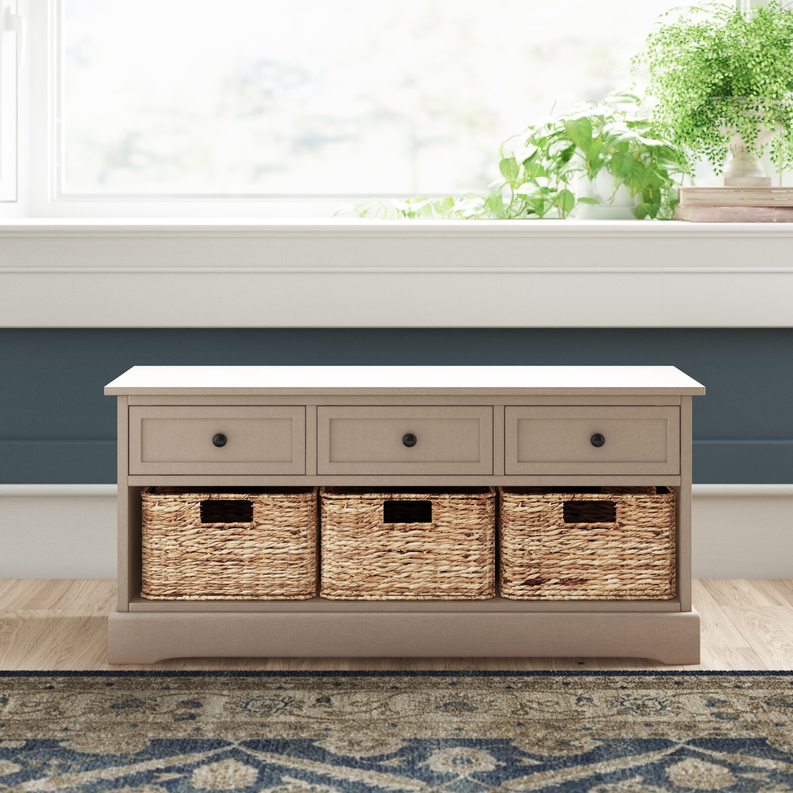 Alvina Solid Wood Drawers Storage Bench, Main Material Solid Wood